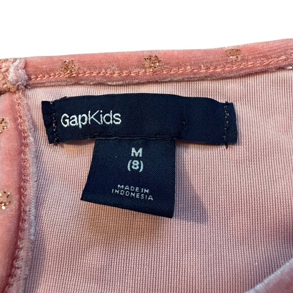 GapKids Pink Velvet Girls Long Sleeve Glitter Polka Dot Dress With Belt M (8) - Picture 2 of 3